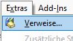Menü „Extras“ im VBA-Editor mit dem Eintrag „Verweise…“